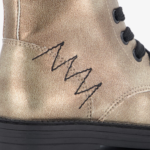 Meisjes veterboots metallic goud