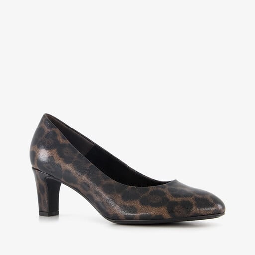 Dames pumps met panter dessin bruin zwart