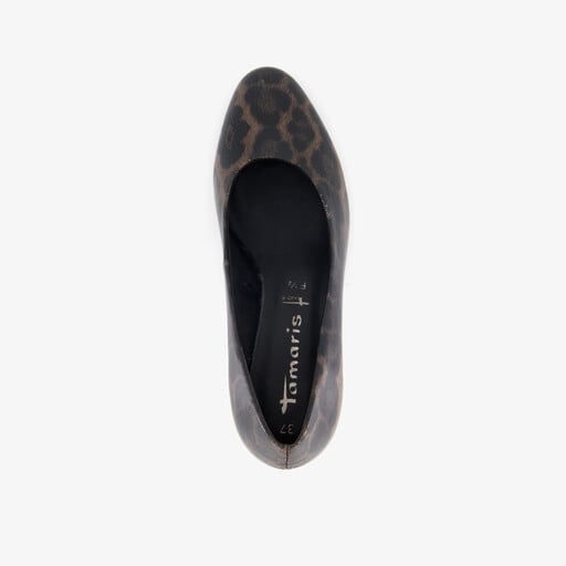 Dames pumps met panter dessin bruin zwart