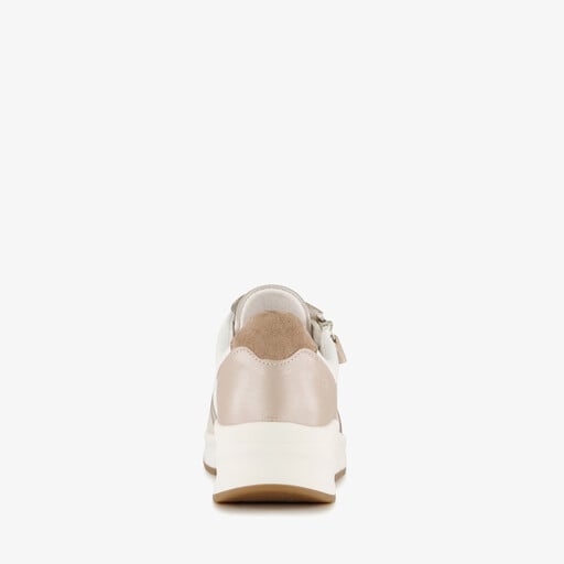 Suede dames sneakers beige wit