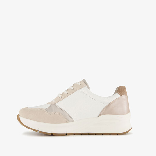 Suede dames sneakers beige wit