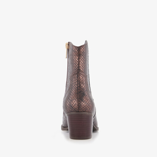 Dames cowboylaarsjes met slangenprint bruin