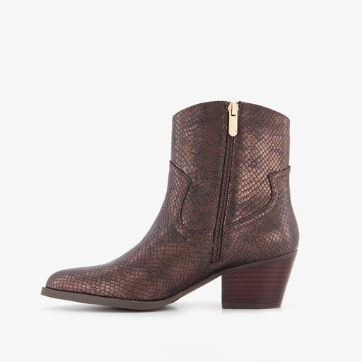 Dames cowboylaarsjes met slangenprint bruin