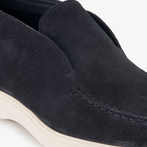 Suède heren instappers donkerblauw