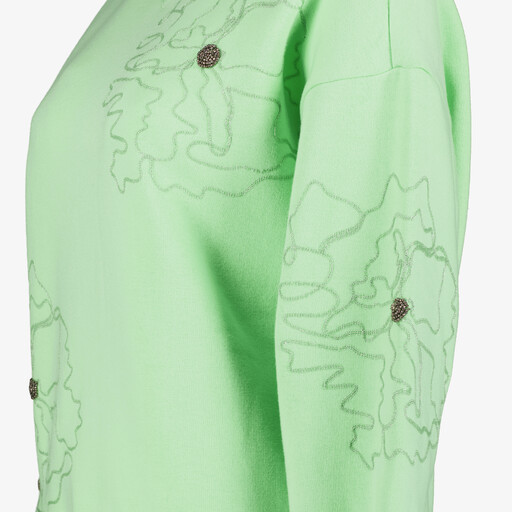 Dames sweater met grafische bloemenprint groen
