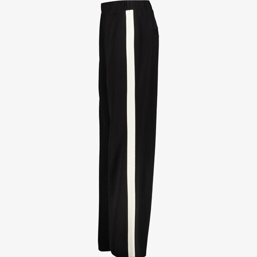 Dames wide leg broek met bies zwart