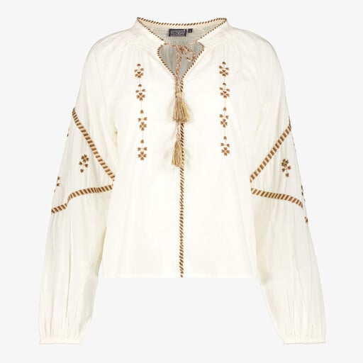 Boho dames blouse met kwastjes wit