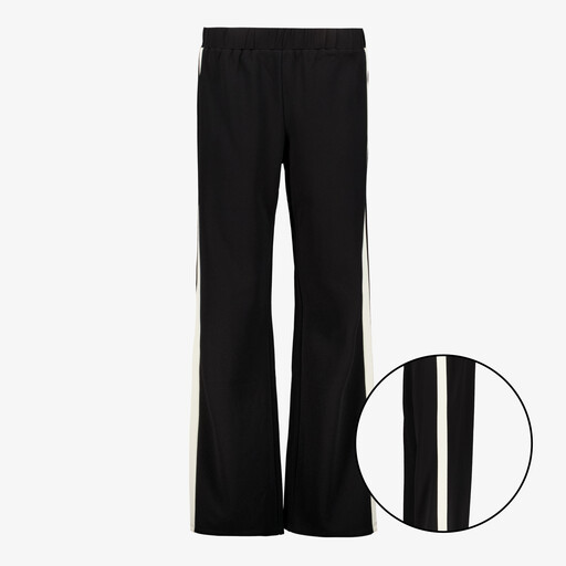 Dames wide leg broek met bies zwart