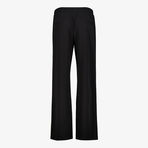 Dames wide leg broek met bies zwart