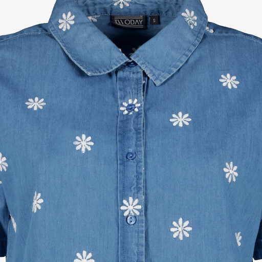 Dames spijker blouse met madeliefjes