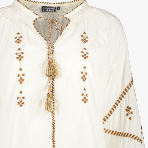 Boho dames blouse met kwastjes wit