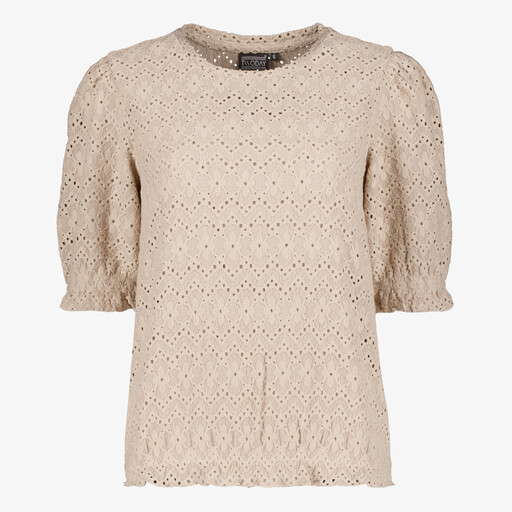 Kanten dames top beige