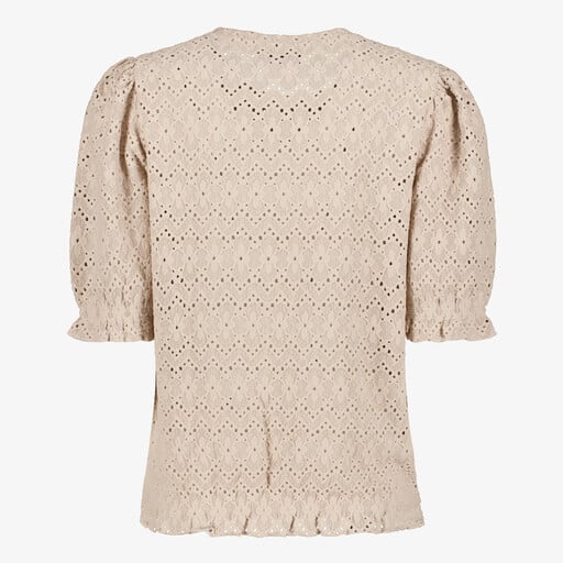 Kanten dames top beige