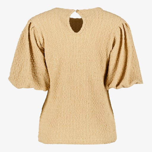 Dames top met pofmouwen beige