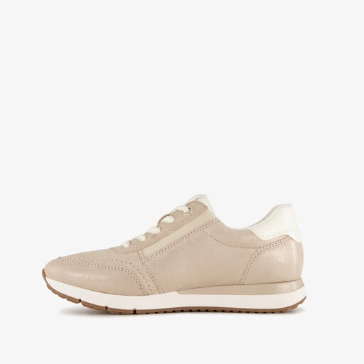 Comfort leren dames sneakers beige