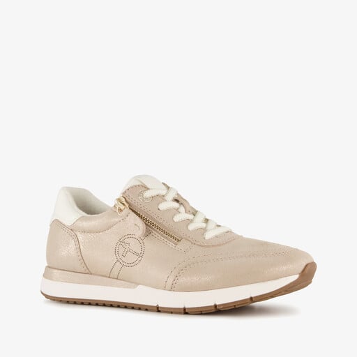Comfort leren dames sneakers beige