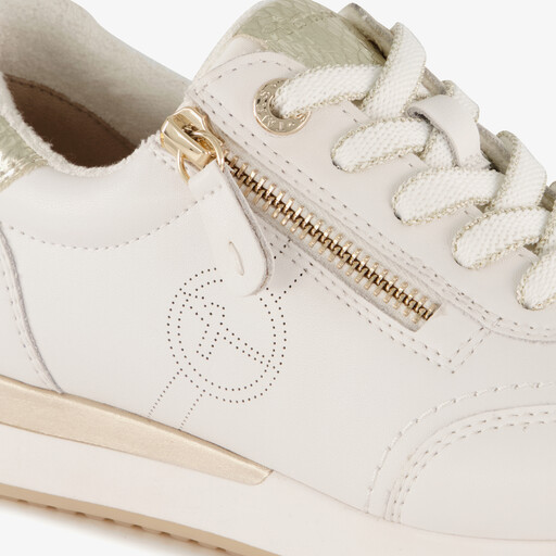 Comfort leren dames sneakers wit goud