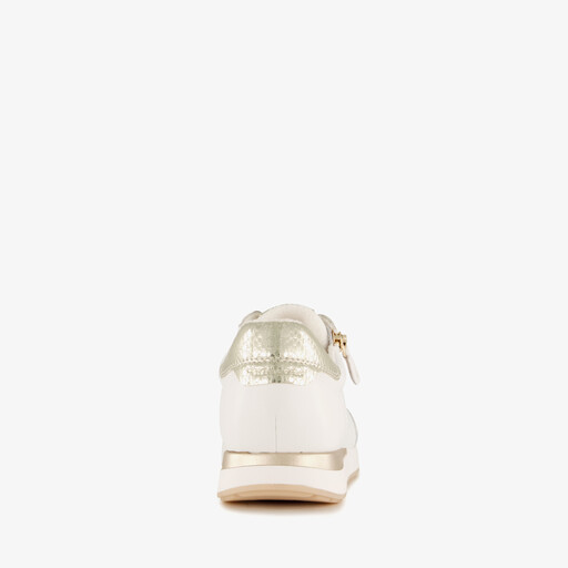 Comfort leren dames sneakers wit goud