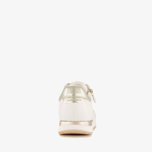 Comfort leren dames sneakers wit goud