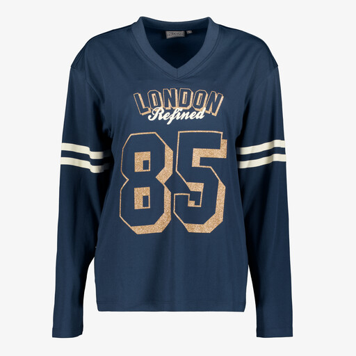 Dames baseballshirt met lange mouwen blauw