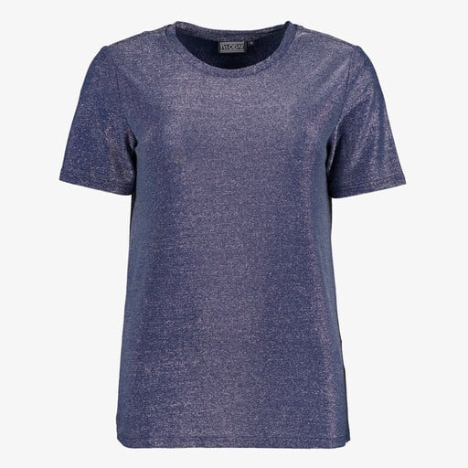 Dames top met glitters blauw
