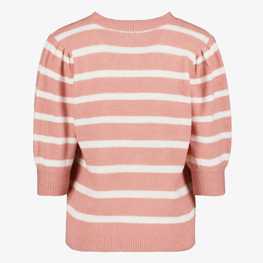 Dames trui met strepen roze wit