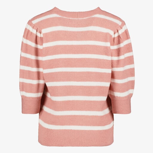 Dames trui met strepen roze wit