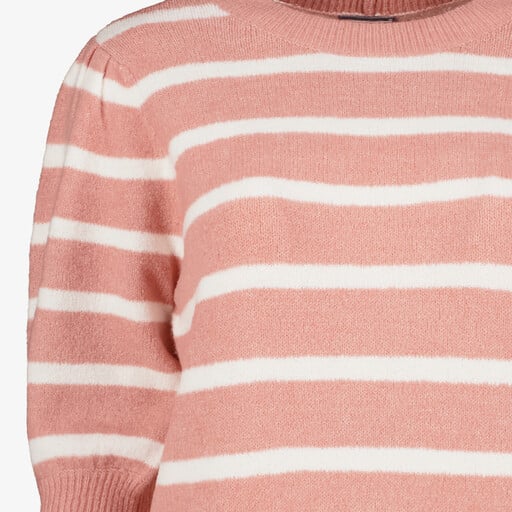 Dames trui met strepen roze wit