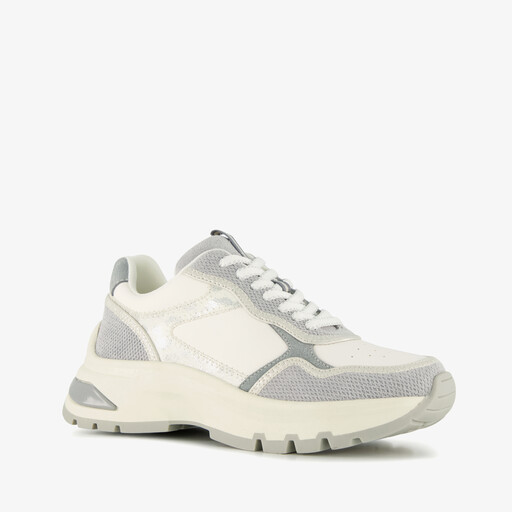 Leren dames sneakers met luipaardprint wit