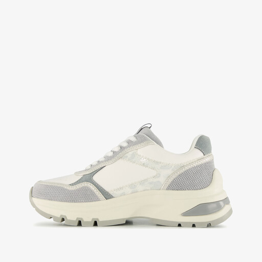 Leren dames sneakers met luipaardprint wit