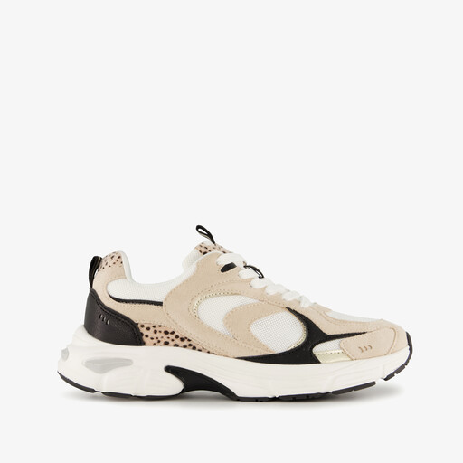 Dames dad sneakers luipaardprint beige