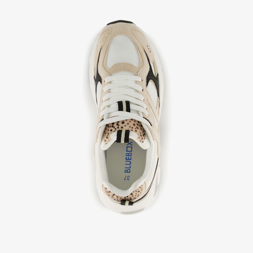 Dames dad sneakers luipaardprint beige