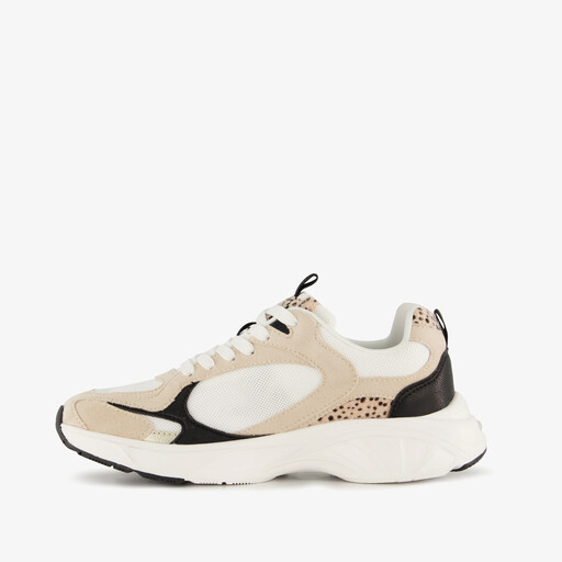 Dames dad sneakers luipaardprint beige