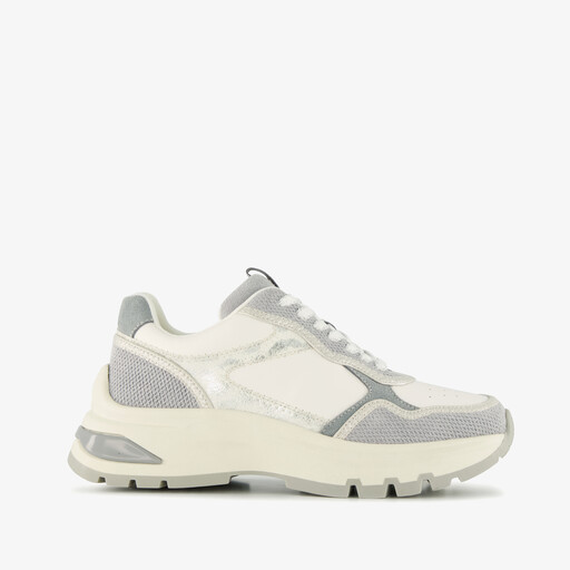 Leren dames sneakers met luipaardprint wit