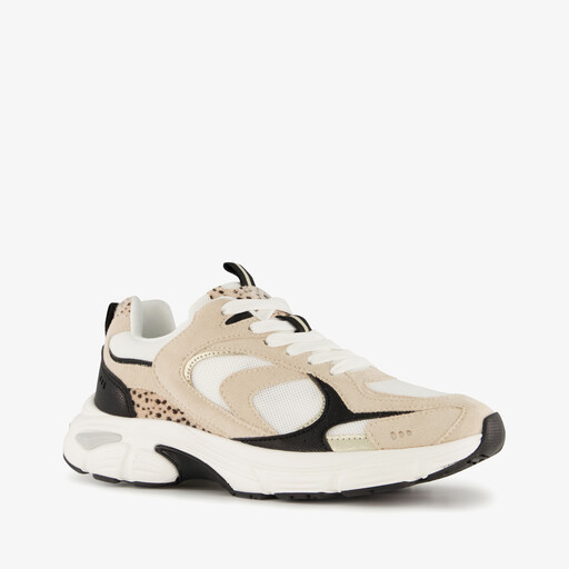 Dames dad sneakers luipaardprint beige