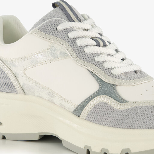 Leren dames sneakers met luipaardprint wit