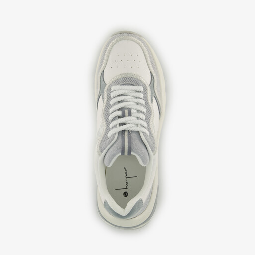 Leren dames sneakers met luipaardprint wit