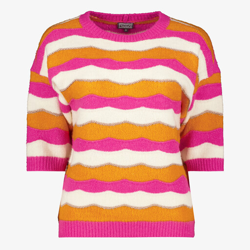 Twoday dames trui met strepen roze oranje