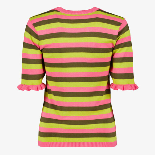 Twoday dames trui met strepen groen roze
