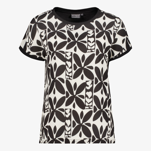 Dames T-shirt met print zwart wit
