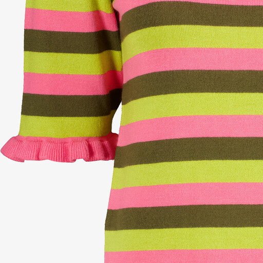 Twoday dames trui met strepen groen roze