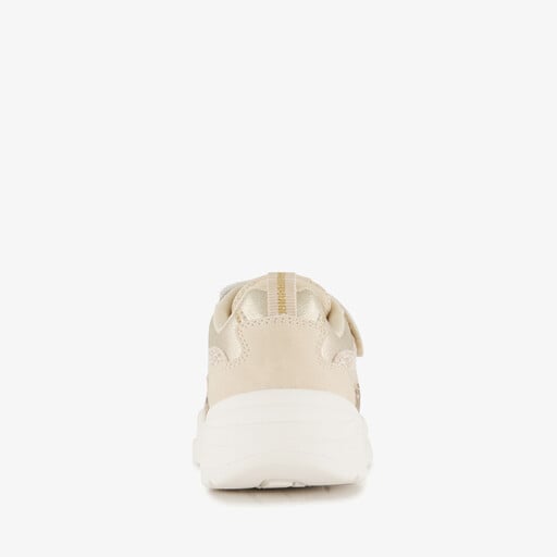 Meisjes sneakers met panterprint details beige goud