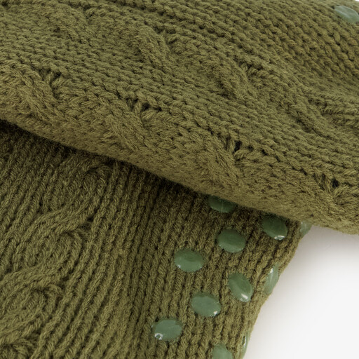 1 paar heren huissokken met antislip groen