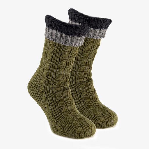 1 paar heren huissokken met antislip groen