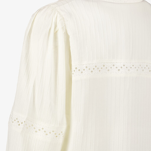 Dames blouse met broderie details lichtbeige