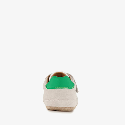 Suede babyschoenen beige groen