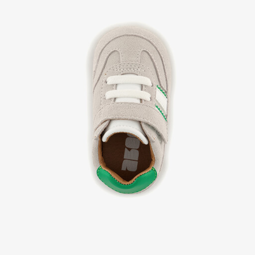 Suede babyschoenen beige groen