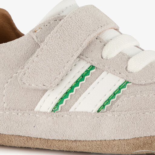 Suede babyschoenen beige groen