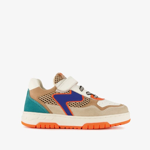 Leren jongens sneakers oranje blauw