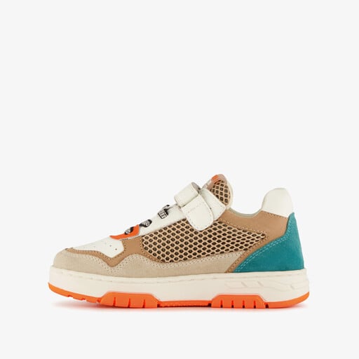 Leren jongens sneakers oranje blauw